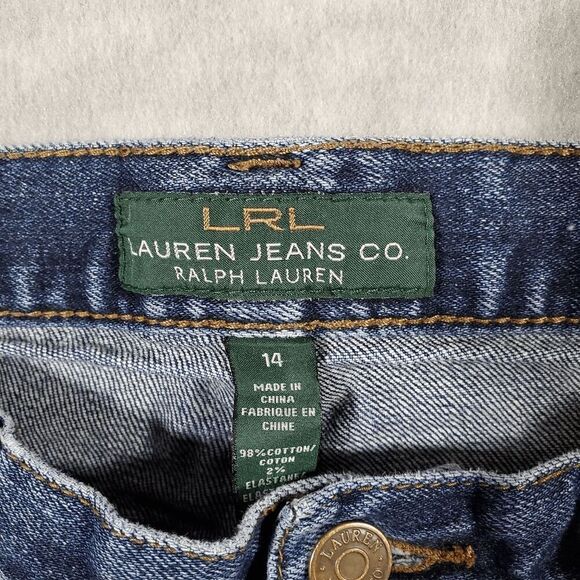 Lauren Ralph Lauren Jeans Womens 14 Blue Denim Flat Front Regular Fit Bootcut - Picture 9 of 11